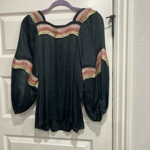 Corey Lynn Calter Black Blouse with Multicolor Accents